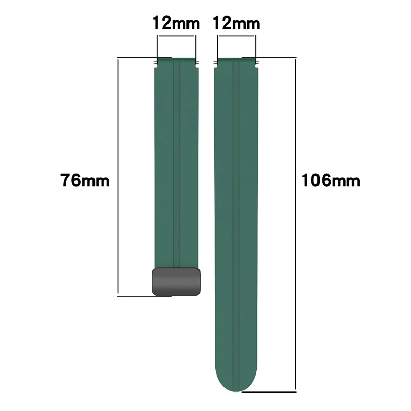 12mm Silicone Watch Band Magnetic Folding Buckle Wrist Strap - Midnight Blue