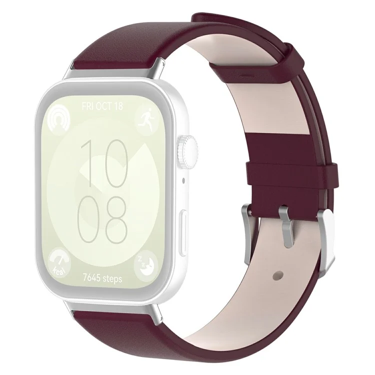 Cinturino in pelle regolabile per Huawei Watch Fit 3 - Rosso vino
