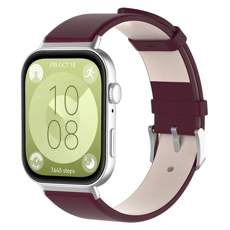 Cinturino in pelle regolabile per Huawei Watch Fit 3 - Rosso vino