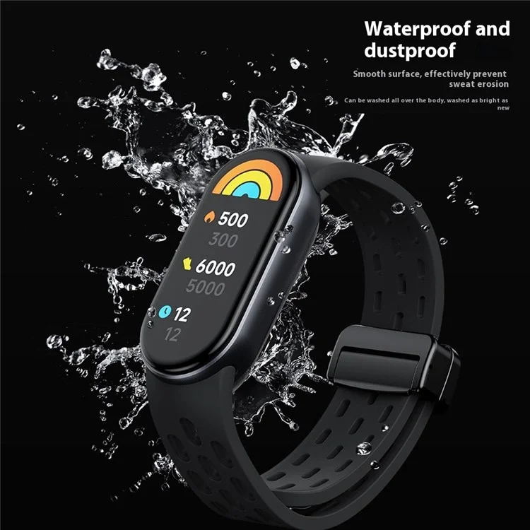 Silikonarmband für Xiaomi Smart Band 9 NFC / Band 9 / Band 8 mit hohlem, atmungsaktivem Magnetverschluss - Weiß