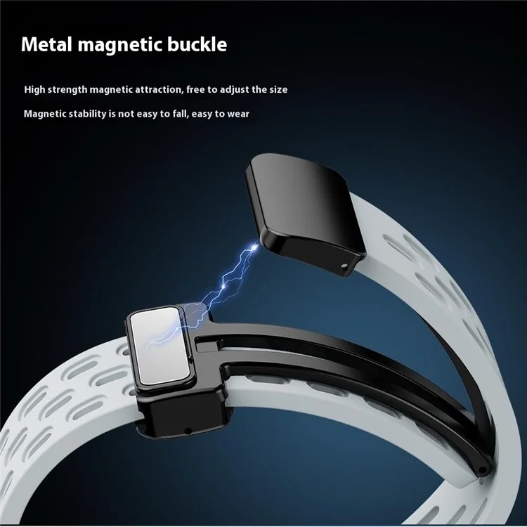 Silikonarmband für Xiaomi Smart Band 9 NFC / Band 9 / Band 8 mit hohlem, atmungsaktivem Magnetverschluss - Weiß