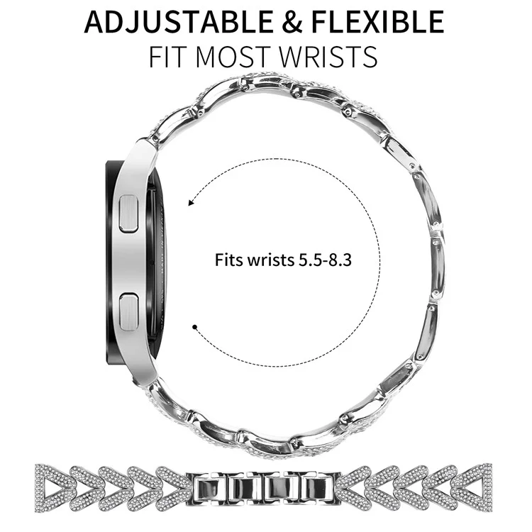 For Gabb Watch 1 Zinc Alloy Twisted Watch Band Rhinestone Decor Watch Strap Replacement - Silver