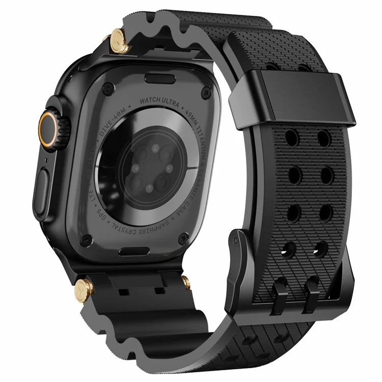 Bulk Purchasing Silicone Band for Apple Watch Series 10 Ultra 9 8 7 SE 6 5 4 3 2 1 46mm 49mm 45mm 44mm 42mm Strap - Black+Black