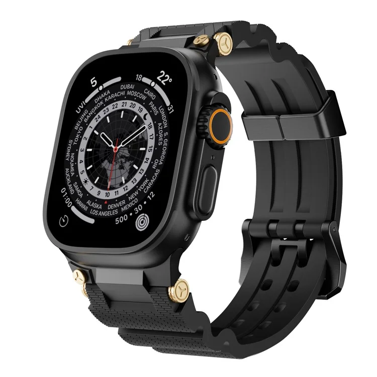 Bulk Purchasing Silicone Band for Apple Watch Series 10 Ultra 9 8 7 SE 6 5 4 3 2 1 46mm 49mm 45mm 44mm 42mm Strap - Black+Black