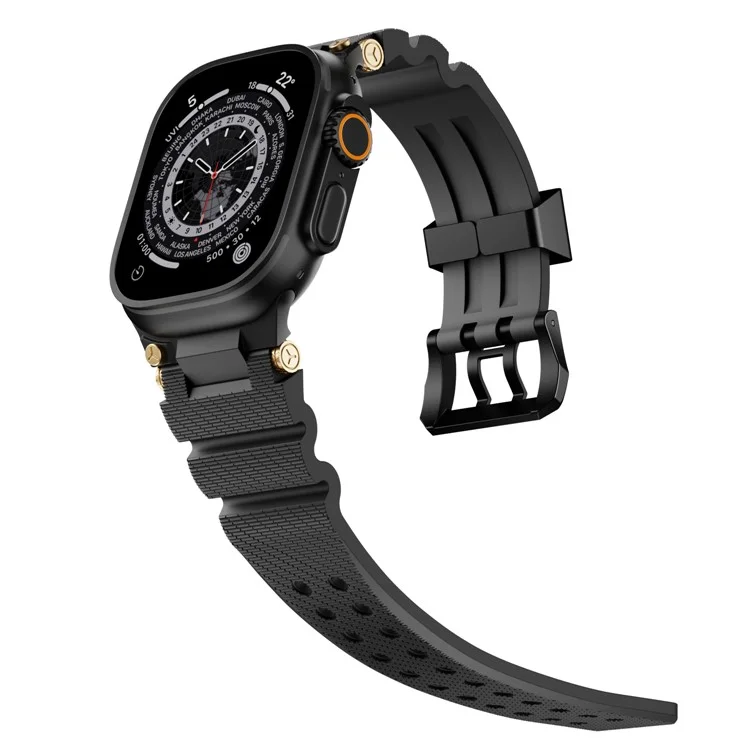 Bulk Purchasing Silicone Band for Apple Watch Series 10 Ultra 9 8 7 SE 6 5 4 3 2 1 46mm 49mm 45mm 44mm 42mm Strap - Black+Black