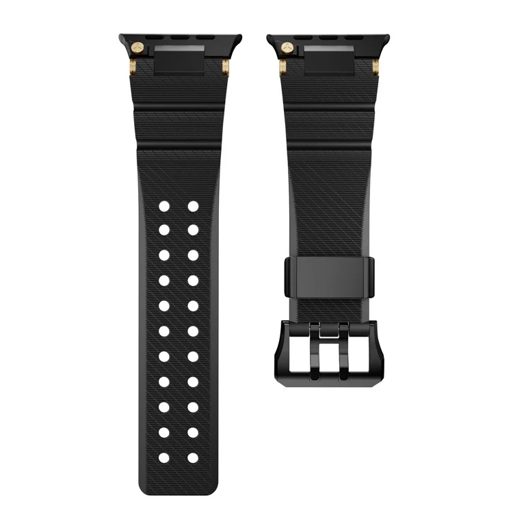 Bulk Purchasing Silicone Band for Apple Watch Series 10 Ultra 9 8 7 SE 6 5 4 3 2 1 46mm 49mm 45mm 44mm 42mm Strap - Black+Black
