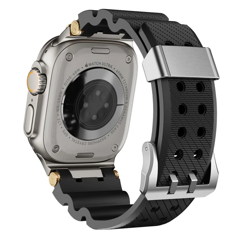Bulk Purchasing Silicone Strap with Silver Connector for Apple Watch Series 10 Ultra 9 8 7 SE 6 5 4 3 2 1 46mm 49mm 45mm 44mm 42mm - Black