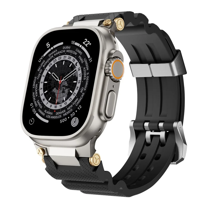 Bulk Purchasing Silicone Strap with Silver Connector for Apple Watch Series 10 Ultra 9 8 7 SE 6 5 4 3 2 1 46mm 49mm 45mm 44mm 42mm - Black