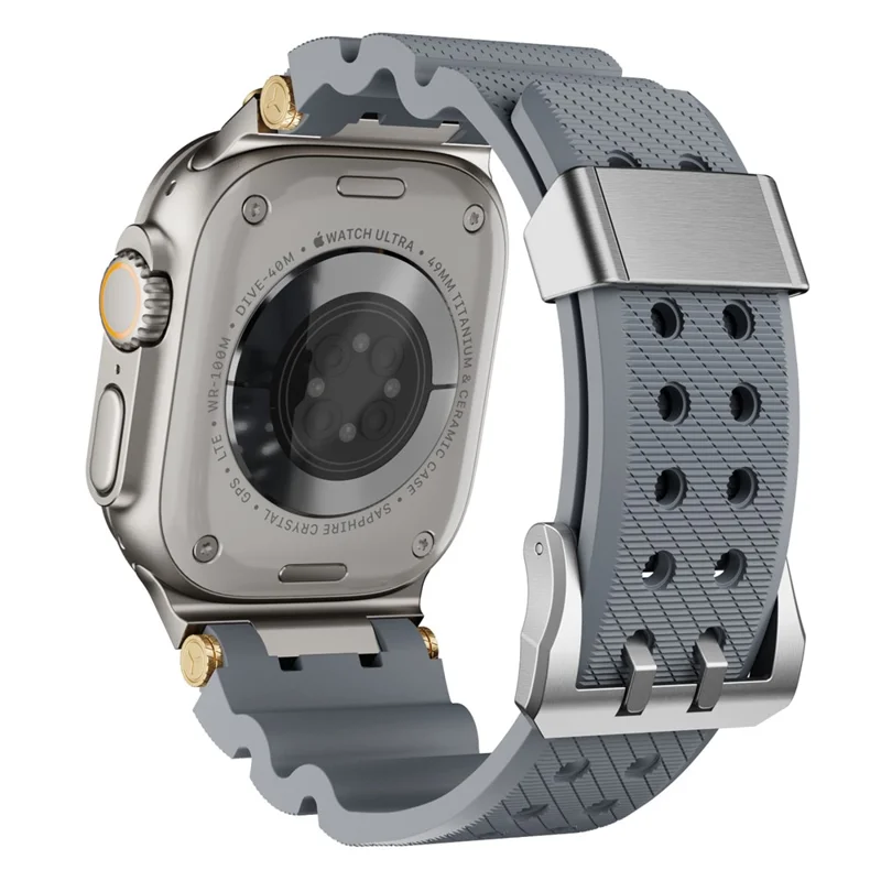 Bulk Purchasing Silicone Strap with Silver Connector for Apple Watch Ultra 3 2 1 49mm / Series 11 10 46mm / 9 8 7 45mm / SE3 SE2 SE 6 5 4 44mm / 3 2 1 42mm - Grey