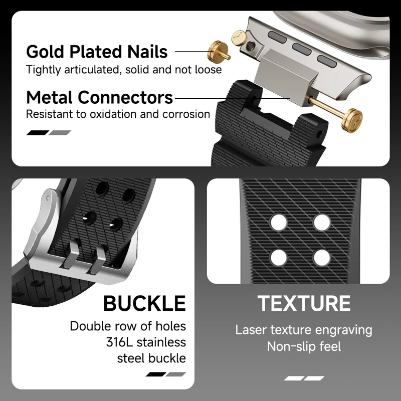 Bulk Purchasing Silicone Strap with Silver Connector for Apple Watch Ultra 3 2 1 49mm / Series 11 10 46mm / 9 8 7 45mm / SE3 SE2 SE 6 5 4 44mm / 3 2 1 42mm - Grey