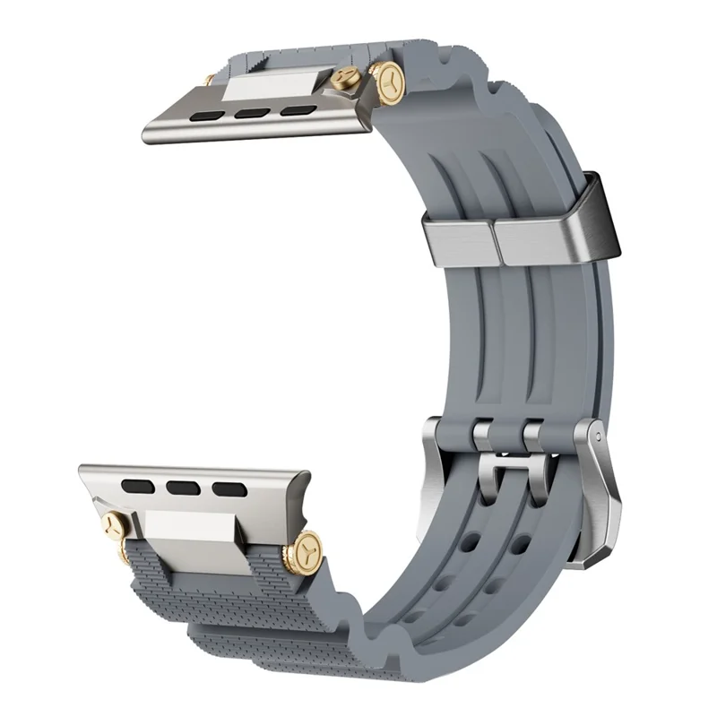 Bulk Purchasing Silicone Strap with Silver Connector for Apple Watch Ultra 3 2 1 49mm / Series 11 10 46mm / 9 8 7 45mm / SE3 SE2 SE 6 5 4 44mm / 3 2 1 42mm - Grey