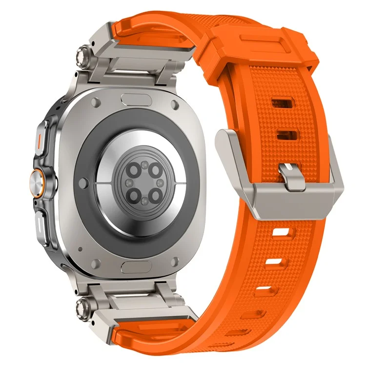 Achat groupé pour bracelet de montre de style mécanique en TPU pour Samsung Galaxy Watch Ultra 47 mm (avec boucle et connecteur en titane) - Titane+Orange