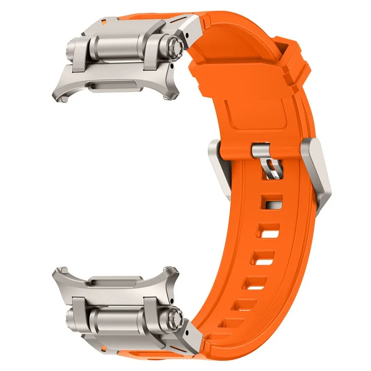 Achat groupé pour bracelet de montre de style mécanique en TPU pour Samsung Galaxy Watch Ultra 47 mm (avec boucle et connecteur en titane) - Titane+Orange