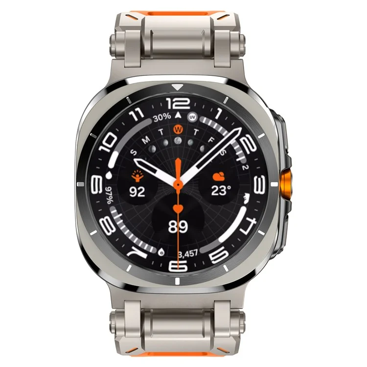 Achat groupé pour bracelet de montre de style mécanique en TPU pour Samsung Galaxy Watch Ultra 47 mm (avec boucle et connecteur en titane) - Titane+Orange