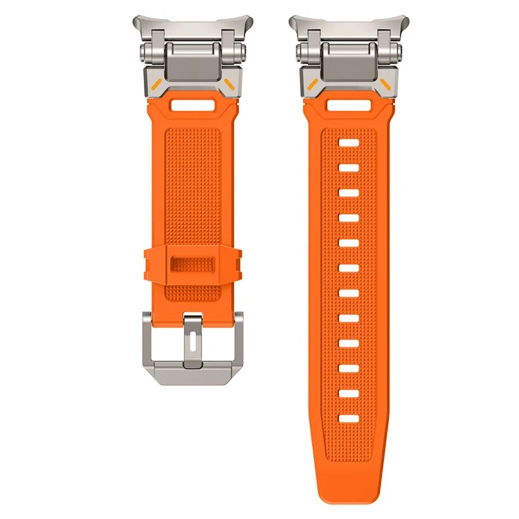 Achat groupé pour bracelet de montre de style mécanique en TPU pour Samsung Galaxy Watch Ultra 47 mm (avec boucle et connecteur en titane) - Titane+Orange