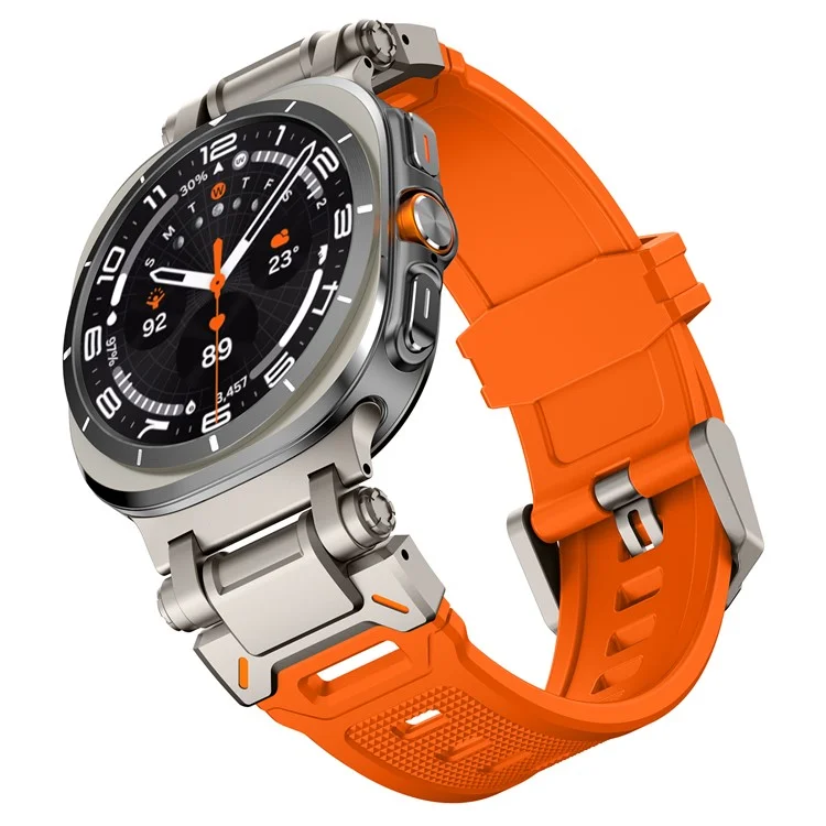 Achat groupé pour bracelet de montre de style mécanique en TPU pour Samsung Galaxy Watch Ultra 47 mm (avec boucle et connecteur en titane) - Titane+Orange