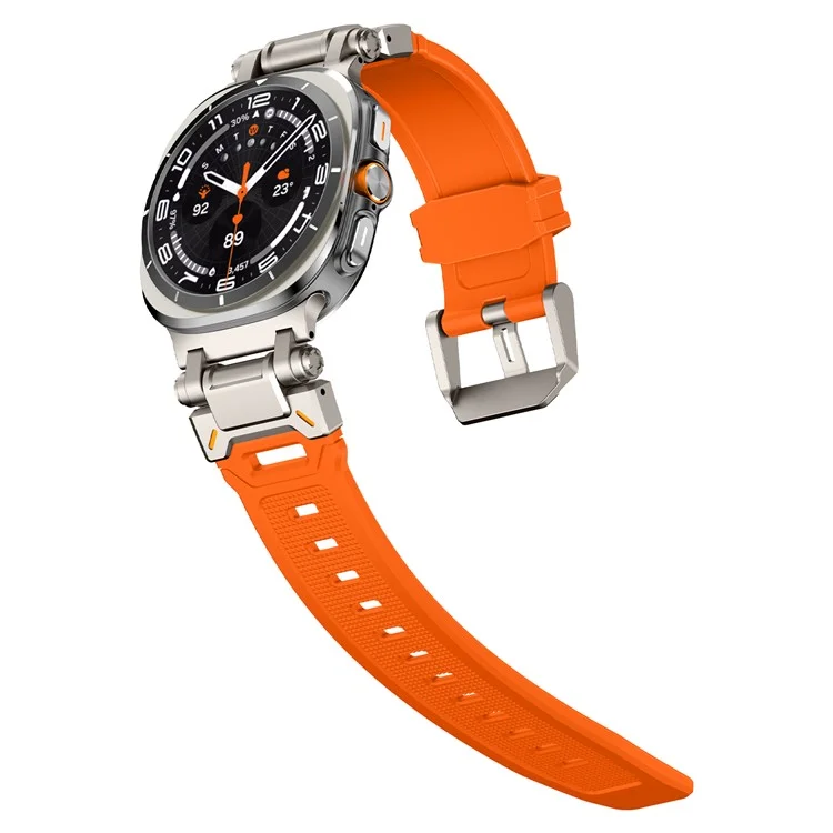 Achat groupé pour bracelet de montre de style mécanique en TPU pour Samsung Galaxy Watch Ultra 47 mm (avec boucle et connecteur en titane) - Titane+Orange