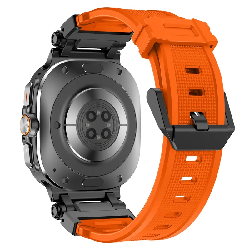 Bulk Purchasing For Samsung Galaxy Watch Ultra 47mm Mecha Style TPU Watch Strap (With Black Buckle and Connector) - Black+Orange