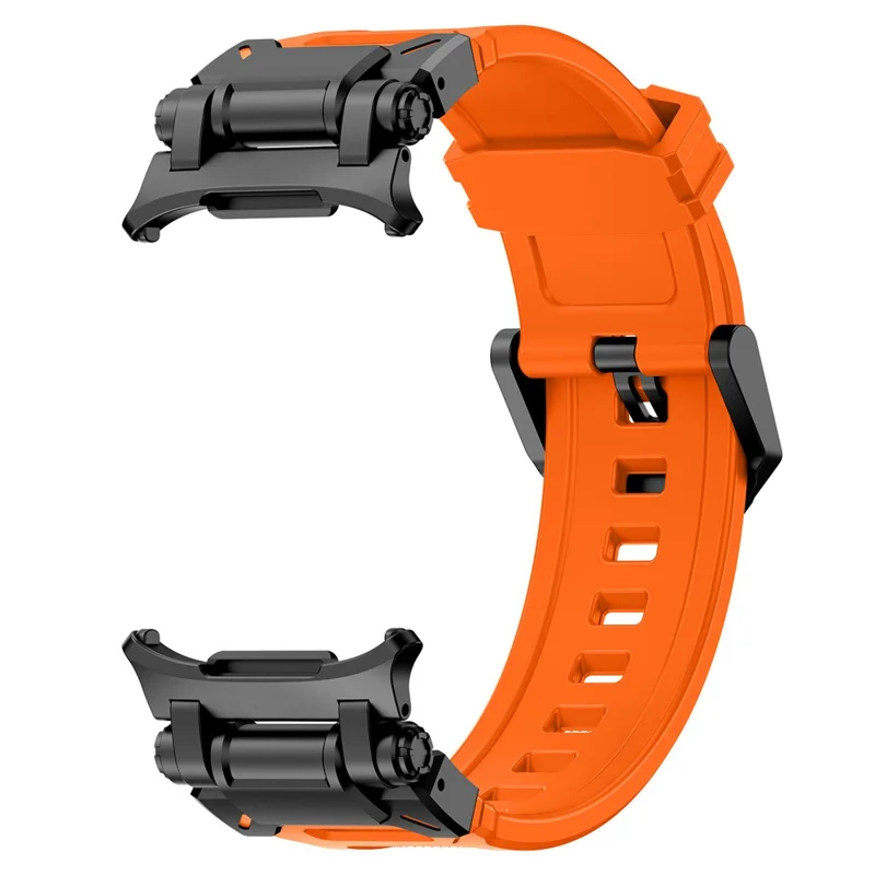 Bulk Purchasing For Samsung Galaxy Watch Ultra 47mm Mecha Style TPU Watch Strap (With Black Buckle and Connector) - Black+Orange