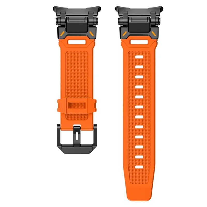 Bulk Purchasing For Samsung Galaxy Watch Ultra 47mm Mecha Style TPU Watch Strap (With Black Buckle and Connector) - Black+Orange