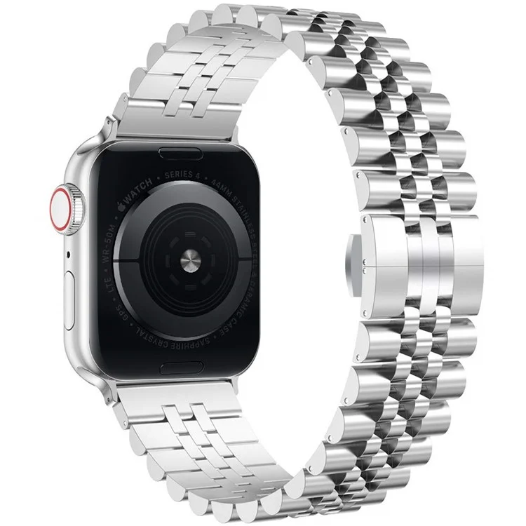 Браслет для часов из нержавеющей стали с 5 бусинами для Apple Watch Series 10 42мм / 9 8 7 41мм / 6 5 4 SE SE (2022) SE (2023) 40мм / 3 2 1 38мм - Серебристый