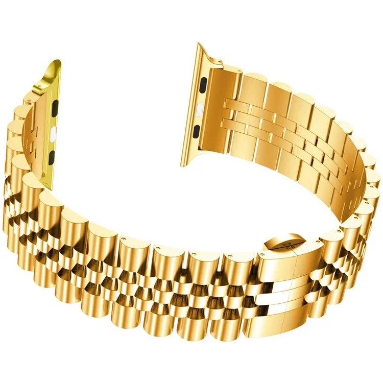 New Style Stainless Steel Watch Strap for Apple Watch Ultra 49mm / Ultra 2 49mm / Series 9 45mm / SE (2023) 44mm / Series 8 / 7 45mm 6 / 5 / 4 / SE / SE (2022) 44m, Series 3 / 2 / 1 42mm - Gold