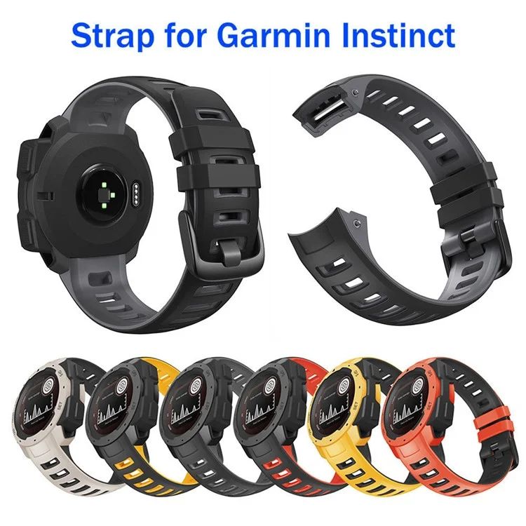 Silikonarmband für Garmin Instinct / Esports / Solar / Tide / Tactical Dual Color Smartwatch, Ersatzarmband - Weiß / Schwarz