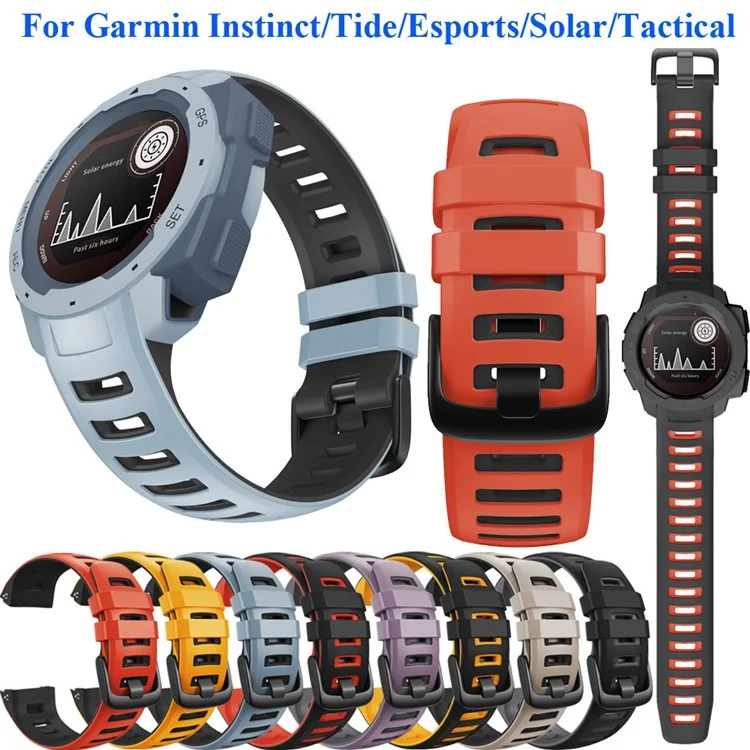 Silikonarmband für Garmin Instinct / Esports / Solar / Tide / Tactical Dual Color Smartwatch, Ersatzarmband - Weiß / Schwarz