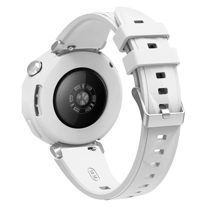 Para Huawei Watch GT 5 Pro 42mm Pulseira de silicone com capa de moldura de relógio - Branco