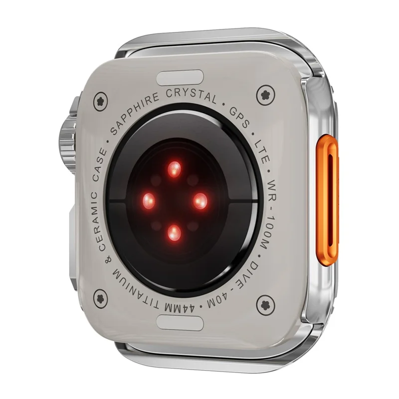 Metal Case for Apple Watch Series 9 / 8 / 7 45mm Sport Watch Protective Cover - Glossy Silver