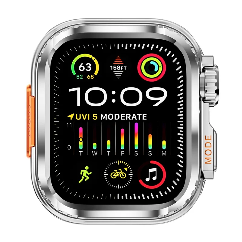 Metal Case for Apple Watch Series 9 / 8 / 7 45mm Sport Watch Protective Cover - Glossy Silver