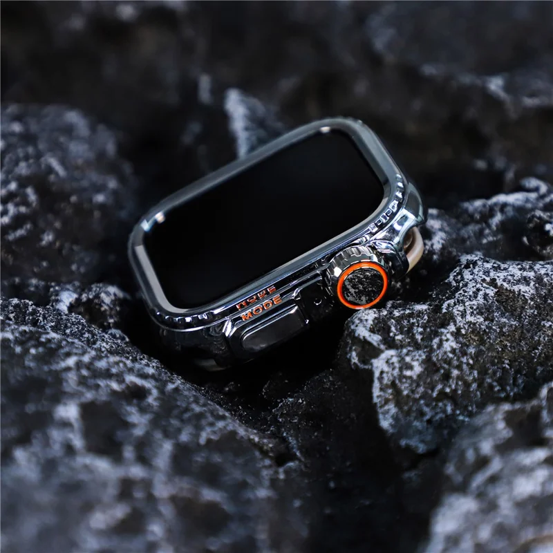 Metal Case for Apple Watch Series 9 / 8 / 7 45mm Sport Watch Protective Cover - Glossy Silver