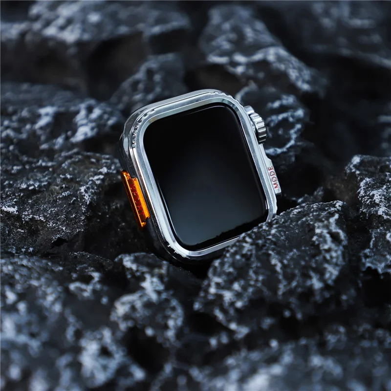 Metal Case for Apple Watch Series 9 / 8 / 7 45mm Sport Watch Protective Cover - Glossy Silver