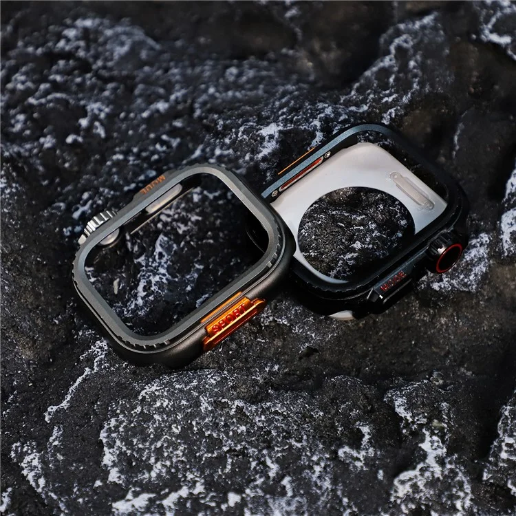 Capa de metal para Apple Watch SE (2023) / SE (2022) / SE / 6 / 5 / 4 44mm para Ultra 49mm Capa de transferência - Preto