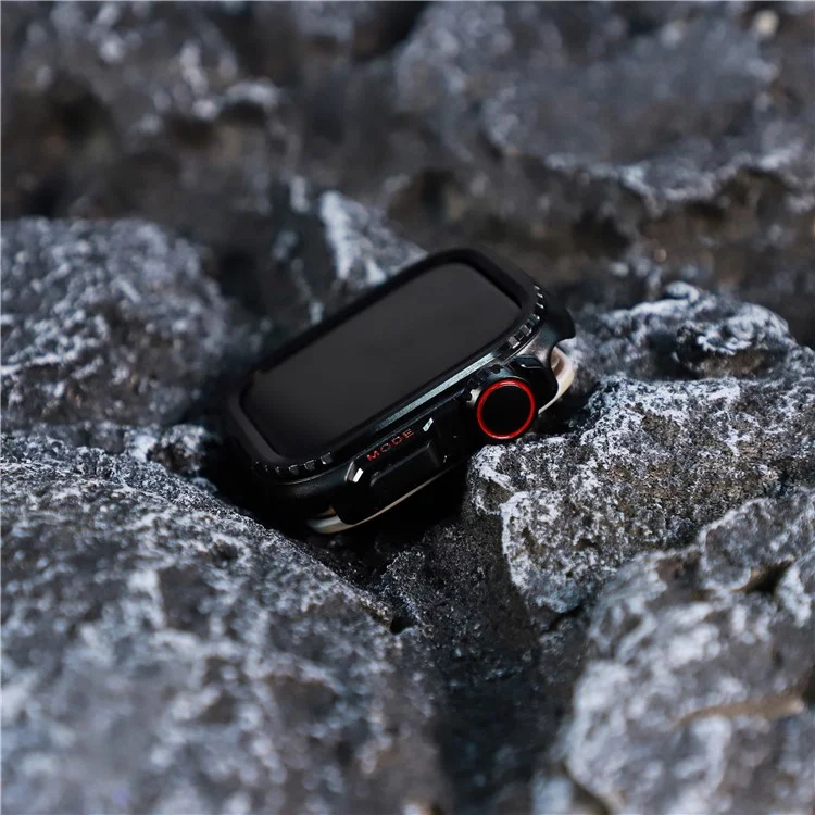 Capa de metal para Apple Watch SE (2023) / SE (2022) / SE / 6 / 5 / 4 44mm para Ultra 49mm Capa de transferência - Preto