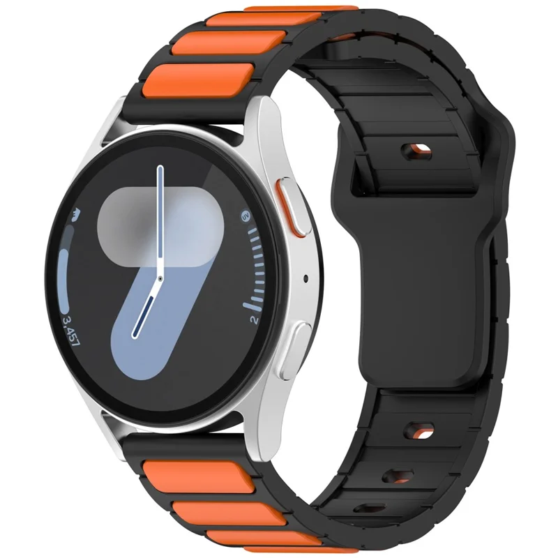 Silicone Strap for Samsung Galaxy Watch3 45mm  /  Galaxy Watch 46mm  /  Gear S3 Classic Universal 22mm Dual Color Watch Band - Black+Orange