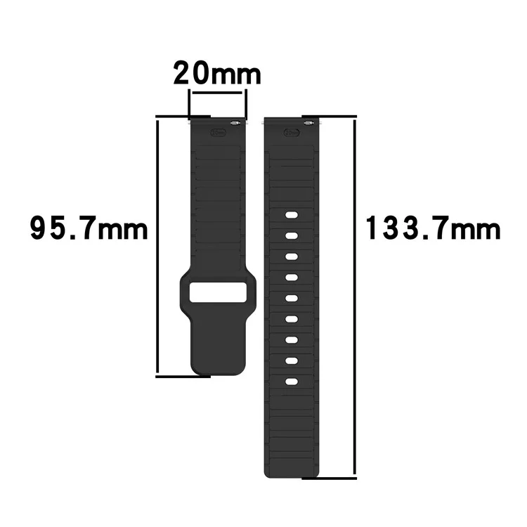 Silicone Strap for Samsung Galaxy Watch7 44mm 40mm / Watch6 44mm 40mm / Watch6 Classic 47mm 43mm Universal 20mm Watch Band - Black