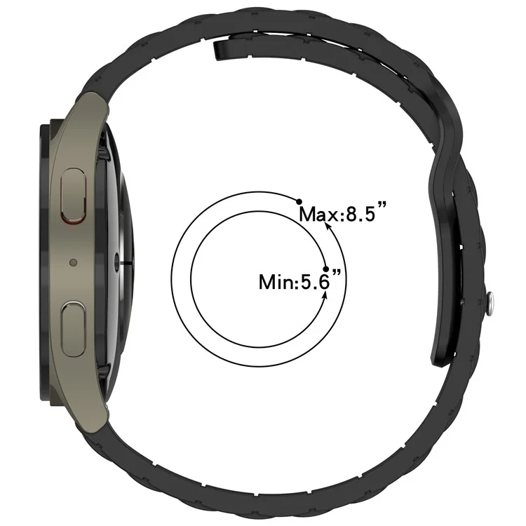 Silicone Strap for Samsung Galaxy Watch7 44mm 40mm / Watch6 44mm 40mm / Watch6 Classic 47mm 43mm Universal 20mm Watch Band - Black