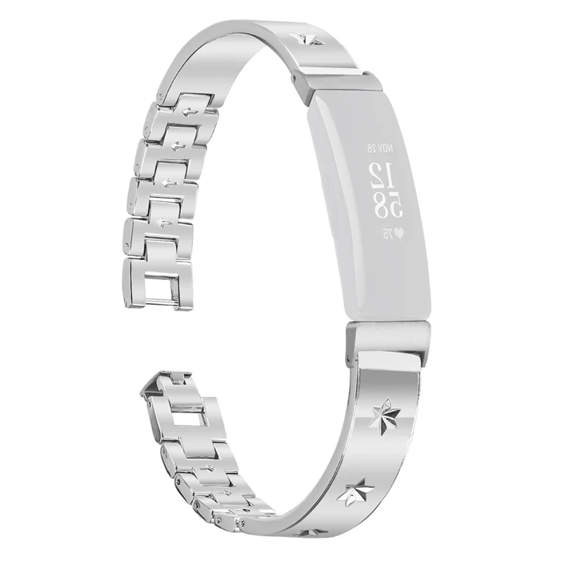 For Fitbit Inspire / Inspire HR Replacement Strap Metal Watch Band Snowflake Pattern, Silver