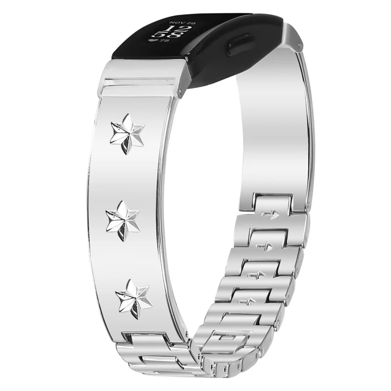 For Fitbit Inspire / Inspire HR Replacement Strap Metal Watch Band Snowflake Pattern, Silver