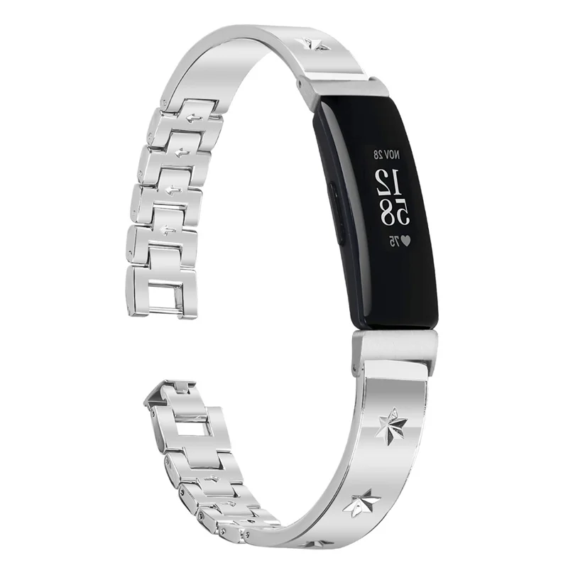 For Fitbit Inspire / Inspire HR Replacement Strap Metal Watch Band Snowflake Pattern, Silver