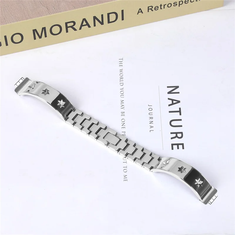 For Fitbit Inspire / Inspire HR Replacement Strap Metal Watch Band Snowflake Pattern, Silver