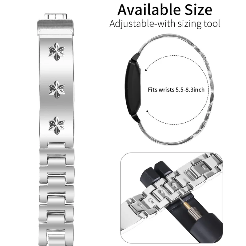 For Fitbit Inspire / Inspire HR Replacement Strap Metal Watch Band Snowflake Pattern, Silver