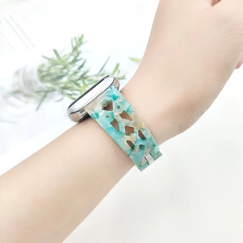 Resin Strap for Apple Watch Series 10 42mm  /  9 8 7 41mm  /  SE (2023) SE (2022) SE 6 5 4 40mm  /  3 2 1 38mm Bracelet Watch Band - Green