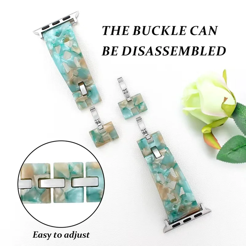 Resin Strap for Apple Watch Series 10 42mm  /  9 8 7 41mm  /  SE (2023) SE (2022) SE 6 5 4 40mm  /  3 2 1 38mm Bracelet Watch Band - Green