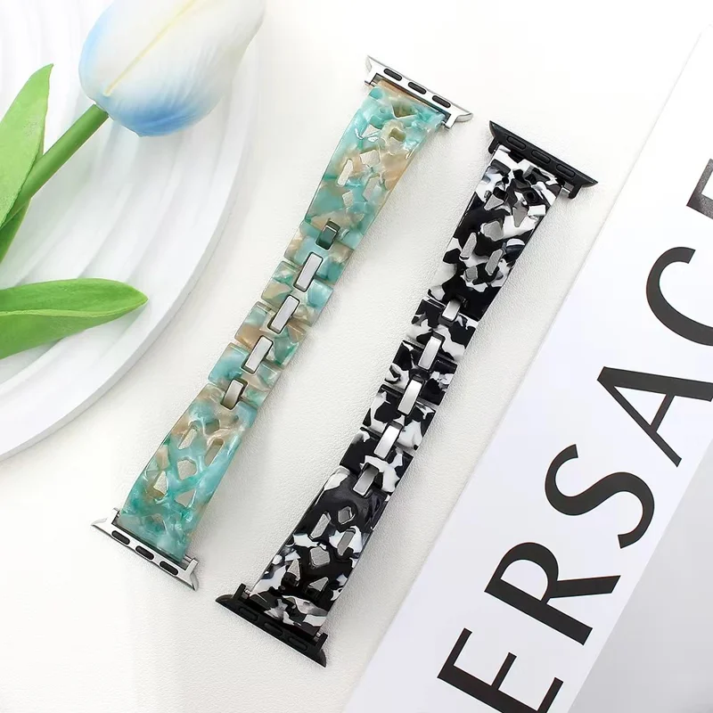 Resin Strap for Apple Watch Series 10 42mm  /  9 8 7 41mm  /  SE (2023) SE (2022) SE 6 5 4 40mm  /  3 2 1 38mm Bracelet Watch Band - Green
