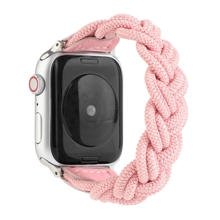 Bande de montre de conception tissée élastique Remplacement de la sangle de montre pour Apple Watch Series 10 46mm / Ultra 2 Ultra 49mm / 9 8 7 45mm / SE (2023) SE (2022) SE 6 5 4 44mm / 3 2 1 42mm - Rose