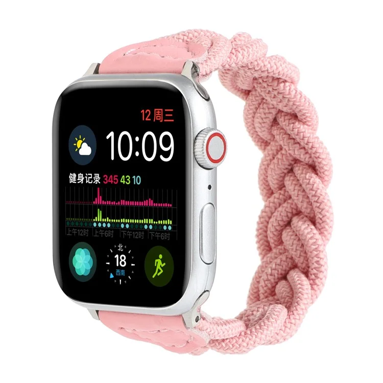 Bande de montre de conception tissée élastique Remplacement de la sangle de montre pour Apple Watch Series 10 46mm / Ultra 2 Ultra 49mm / 9 8 7 45mm / SE (2023) SE (2022) SE 6 5 4 44mm / 3 2 1 42mm - Rose