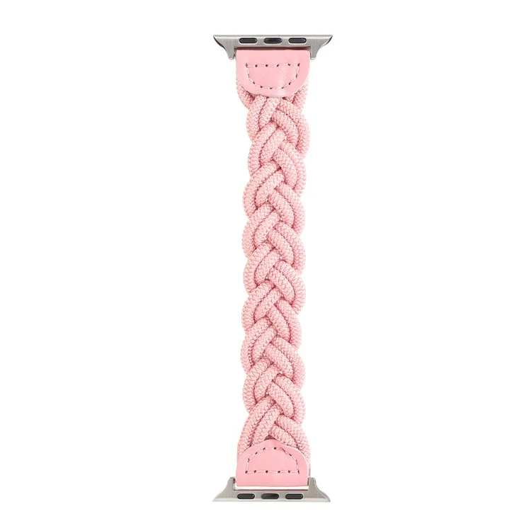 Bande de montre de conception tissée élastique Remplacement de la sangle de montre pour Apple Watch Series 10 46mm / Ultra 2 Ultra 49mm / 9 8 7 45mm / SE (2023) SE (2022) SE 6 5 4 44mm / 3 2 1 42mm - Rose