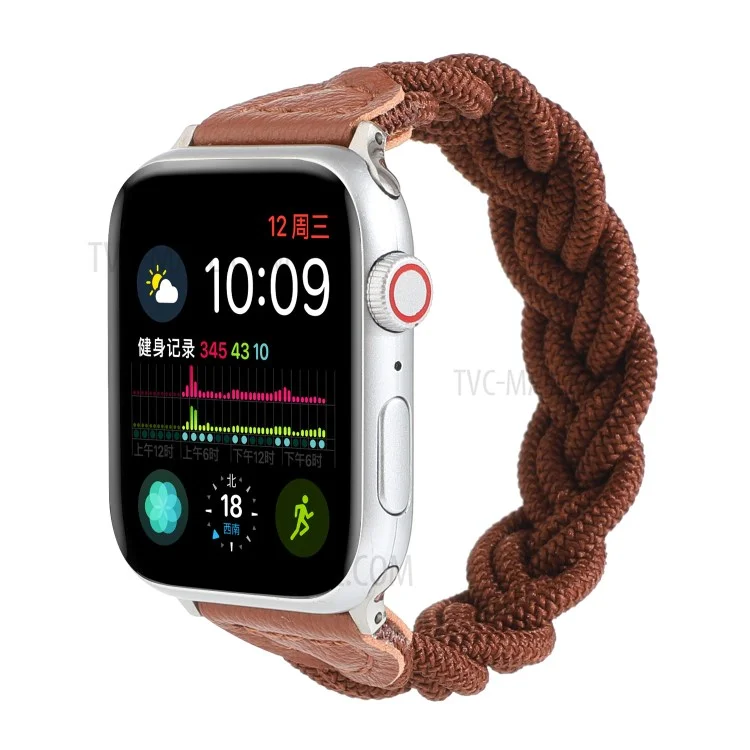 Bande de montre tissée élastique de remplacement pour Apple Watch Series 10 42mm / 9 8 7 41mm / 6 5 4 SE SE (2022) SE (2023) 40mm / 3 2 1 38mm - Marron